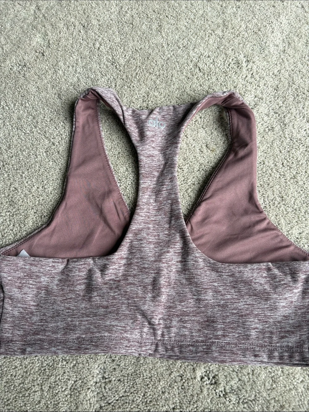 ALO Yoga Heather Mauve Pink Racerback Sports Bra
